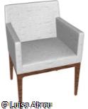 (MA.VA34) Cadeira estofada na cor branca com pés em madeira