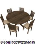 (MA.MA24) Mesa de jantar redonda com 6 lugares em madeira