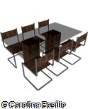 (MA.VA38) Mesa de jantar 6 lugares em madeira com tampo de vidro